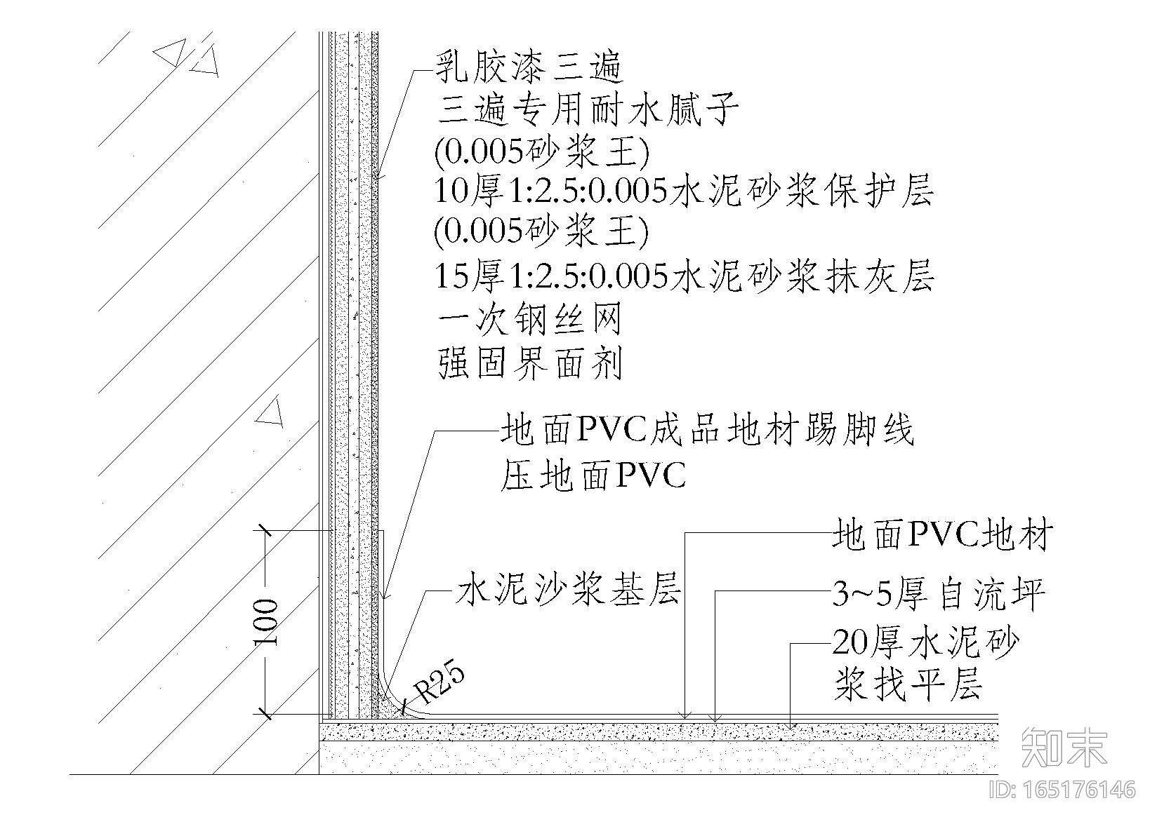 室内墙面地面材料拼接节点大样详图施工图下载【ID:165176146】