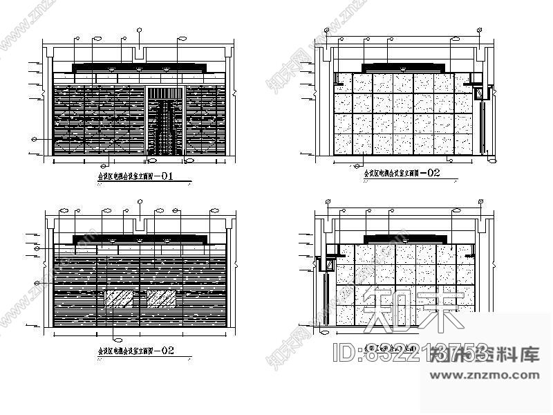 图块/节点电视会议室立面图施工图下载【ID:832213753】