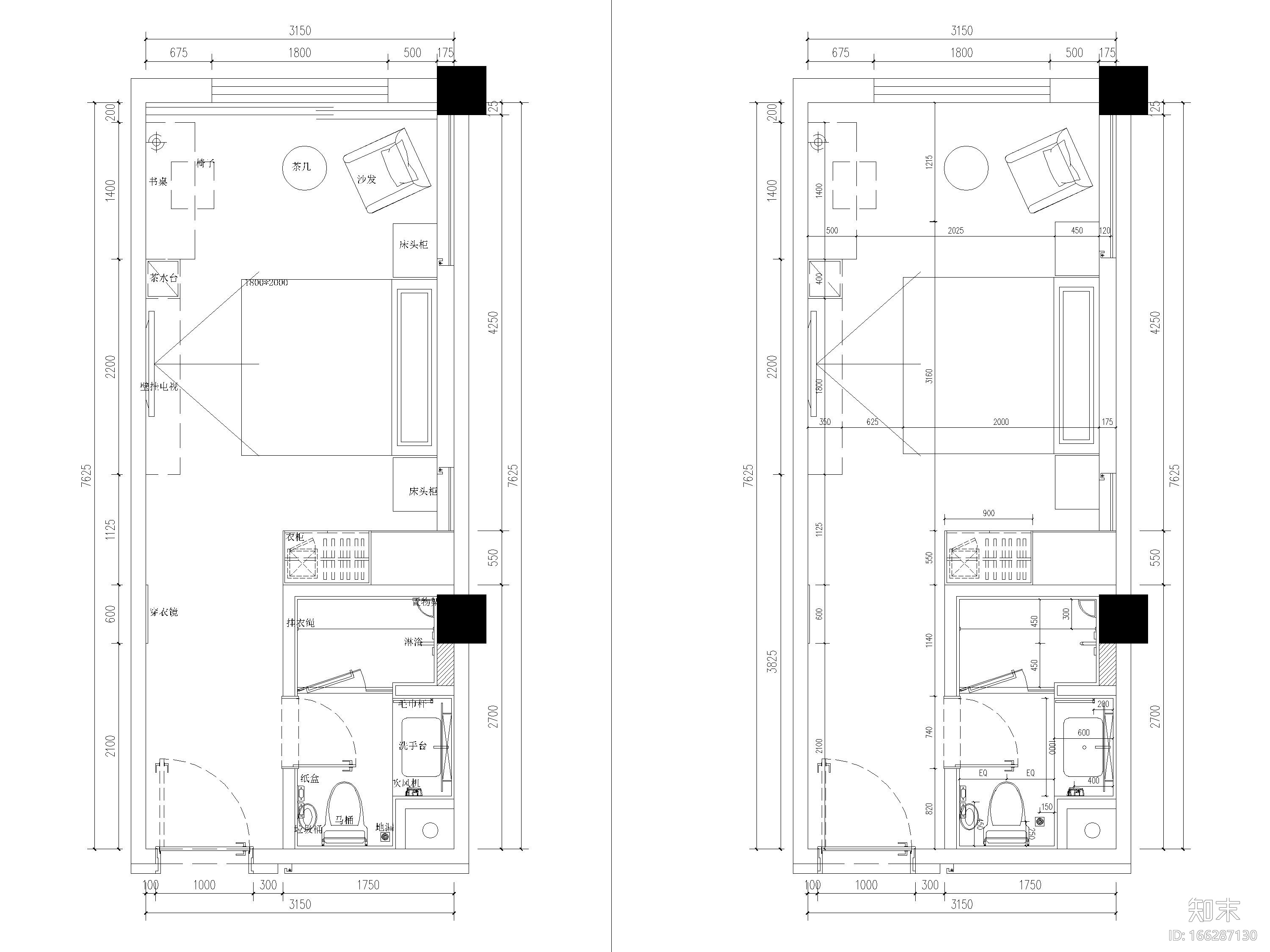 [河北]4350㎡星程商务酒店室内全套施工图cad施工图下载【ID:166287130】