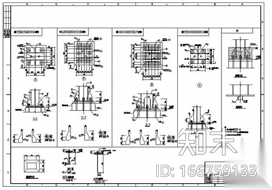 某钢框架柱脚预埋件节点构造详图cad施工图下载【ID:166759133】