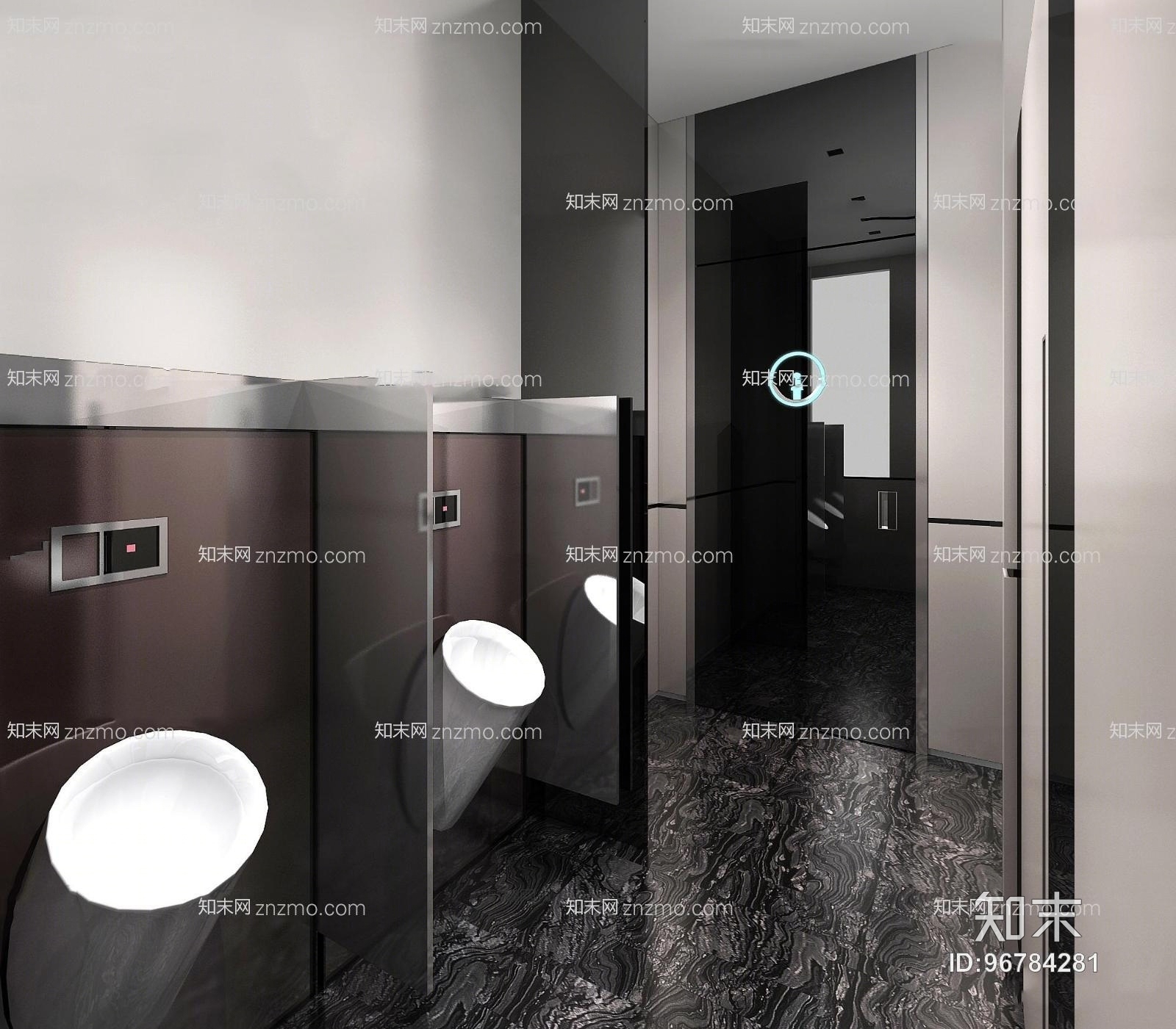 现代公共卫生间洗手台组合3D模型下载【ID:96784281】