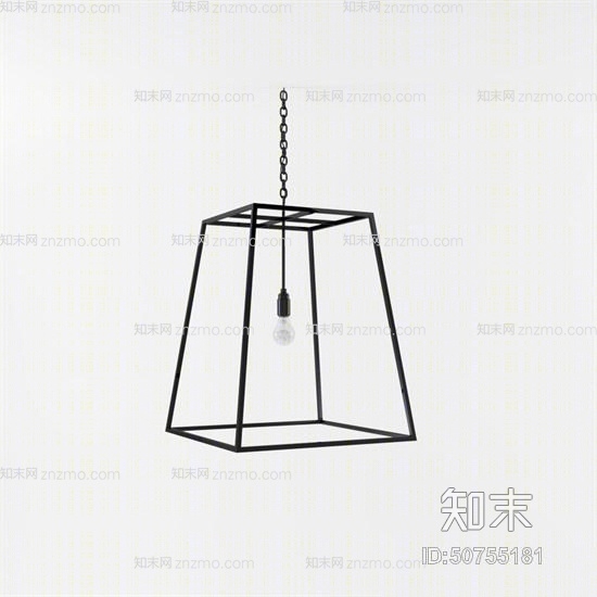 现代黑色铁艺吊灯3D模型下载【ID:50755181】