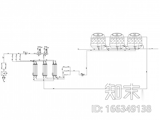 [课程设计]办公楼制冷机房施工初步设计图纸cad施工图下载【ID:166349138】