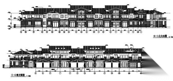 某联体二层别墅建筑施工图cad施工图下载【ID:151393115】