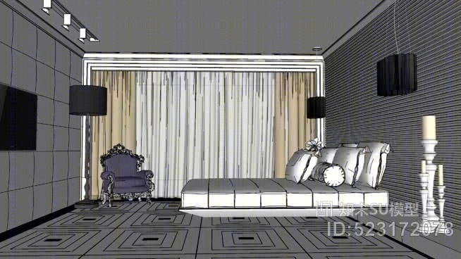 卧室_SU模型下载【ID:523172078】