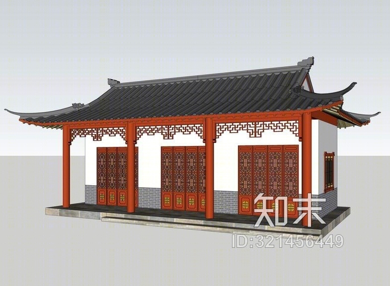 中式古建筑SU模型下载【ID:321456449】