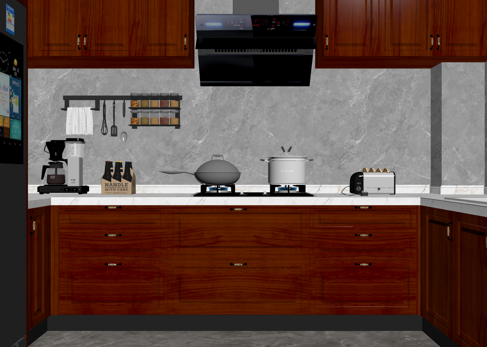 中式封闭式厨房3D模型下载【ID:1214925262】
