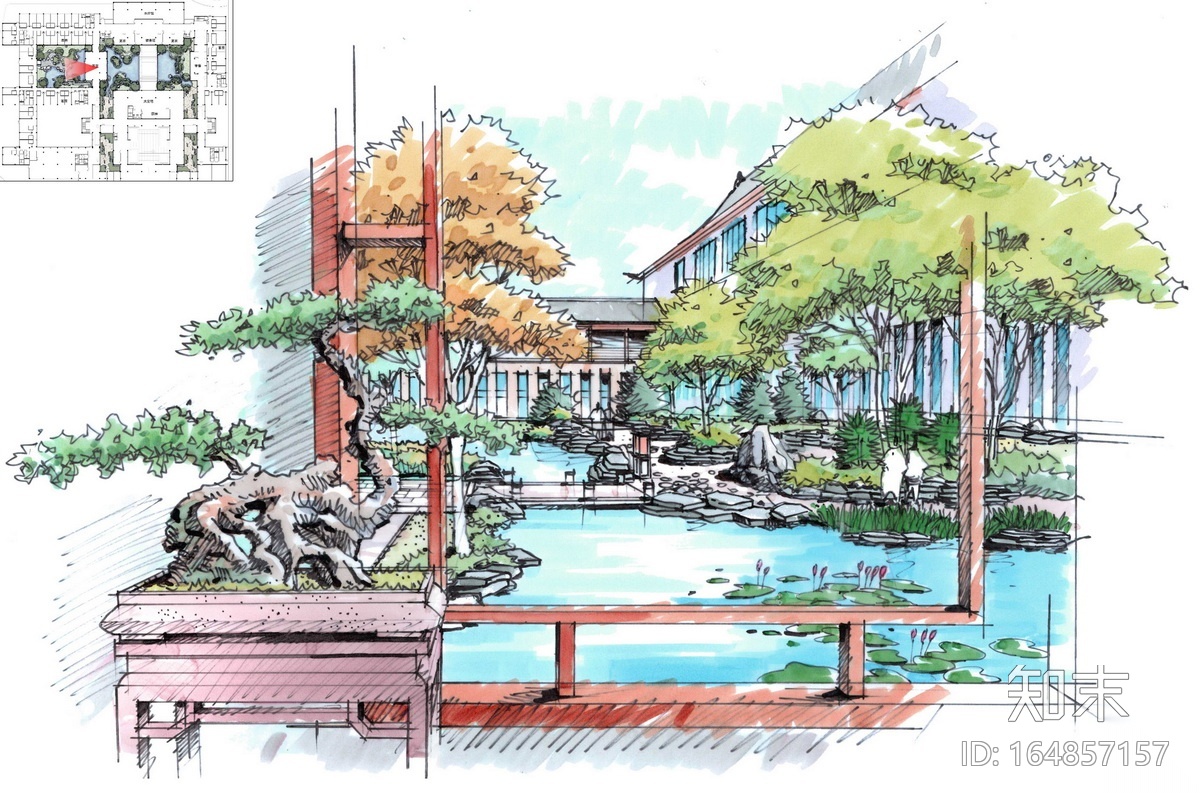 [天津]新中式高端生态酒店外环境景观方案cad施工图下载【ID:164857157】