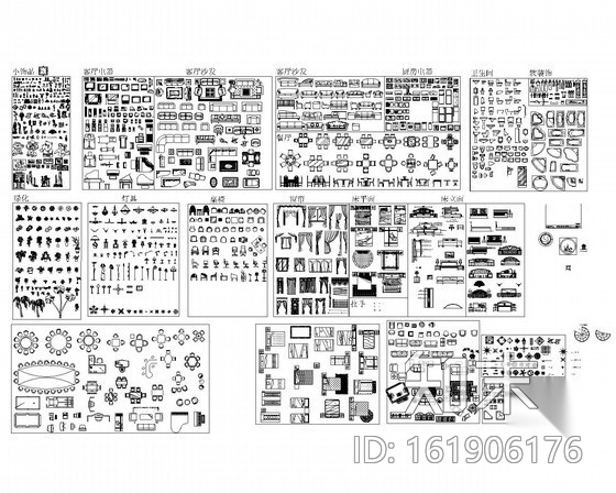 全套综合室内CAD图块下载cad施工图下载【ID:161906176】