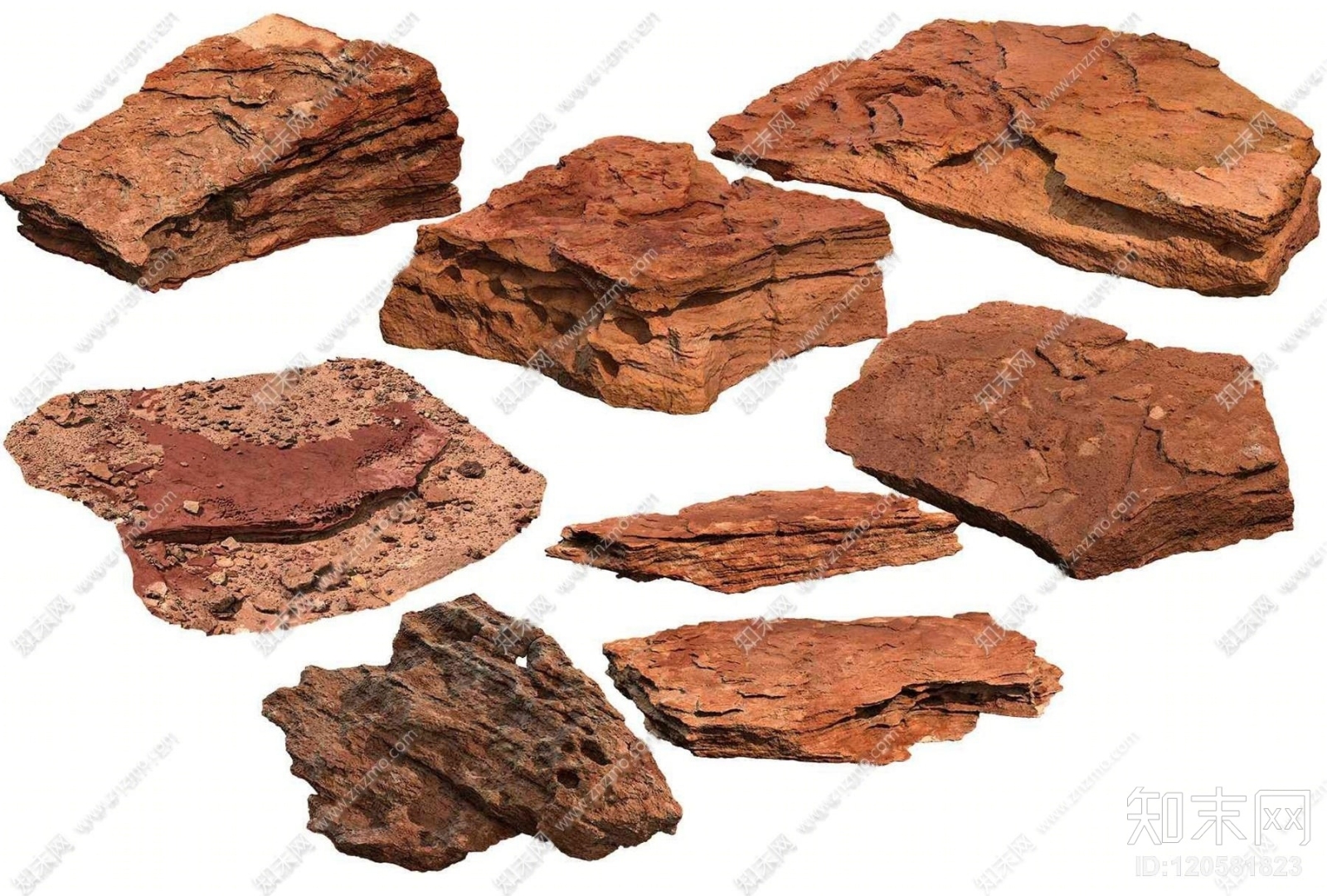 现代石头石块岩石3d模型3d模型下载【id:120581823】