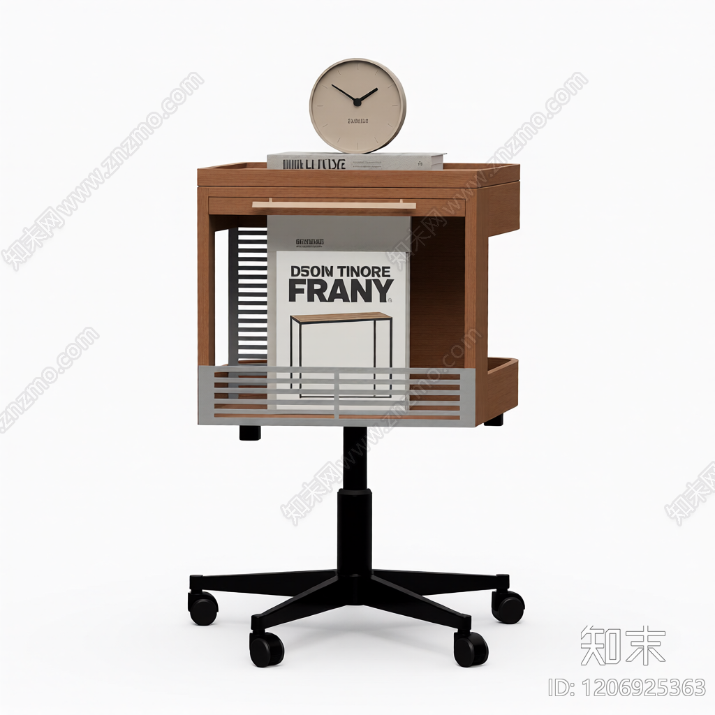 带轮书架边几3D模型下载【ID:1206925363】