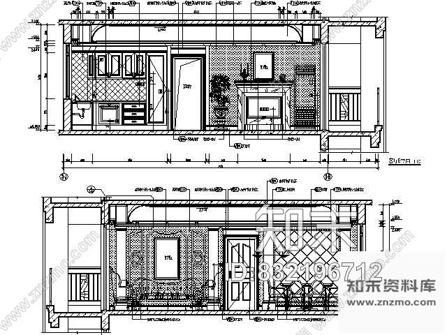 图块/节点古典法式客厅立面图cad施工图下载【ID:832196712】