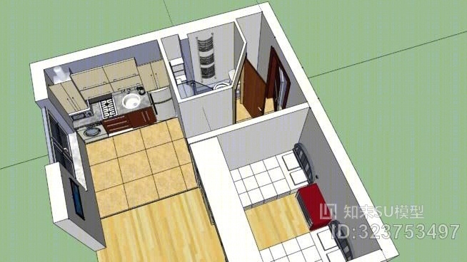 小户型简易设计SU模型下载【ID:323753497】