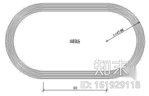 田径场平面图块cad施工图下载【ID:161929118】