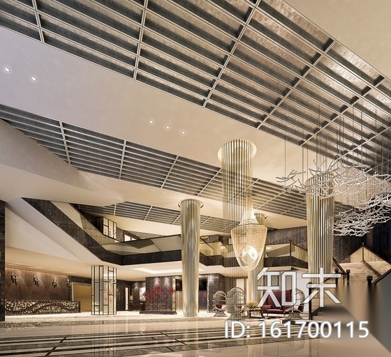 [福州]华丽大气有质感酒店大堂室内施工图（含效果图）cad施工图下载【ID:161700115】