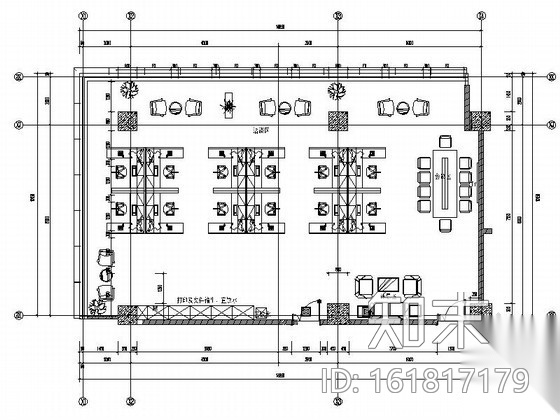 普通开敞办公室装修图（含效果）cad施工图下载【ID:161817179】