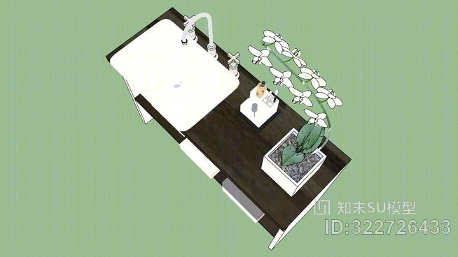 梳妆台上的水槽。SU模型下载【ID:322726433】