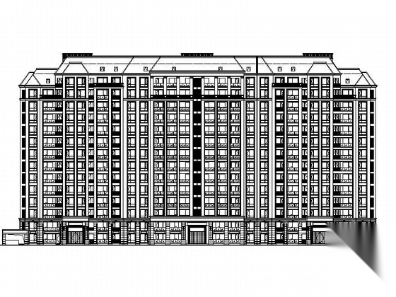 [江苏]某小区十四层板式新古典风格高层住宅建筑施工图cad施工图下载【ID:168461189】