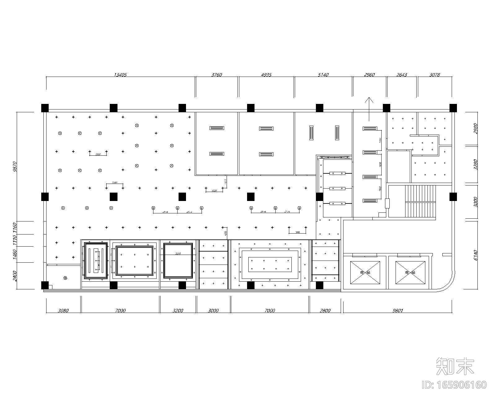 仁恒区广场办公室装修设计施工图+效果图cad施工图下载【ID:165906160】