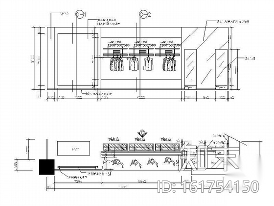 服装专卖店装修图施工图下载【ID:161754150】
