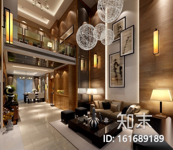 新中式-独栋别墅设计CAD施工图（含效果图）cad施工图下载【ID:161689189】