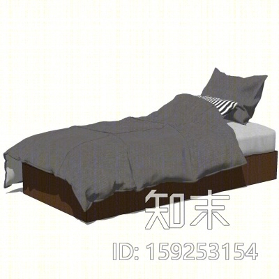 现代单人床SU模型下载【ID:159253154】