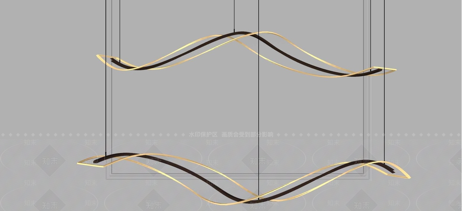 现代玻璃飘带吊灯SU模型下载【ID:1119750755】