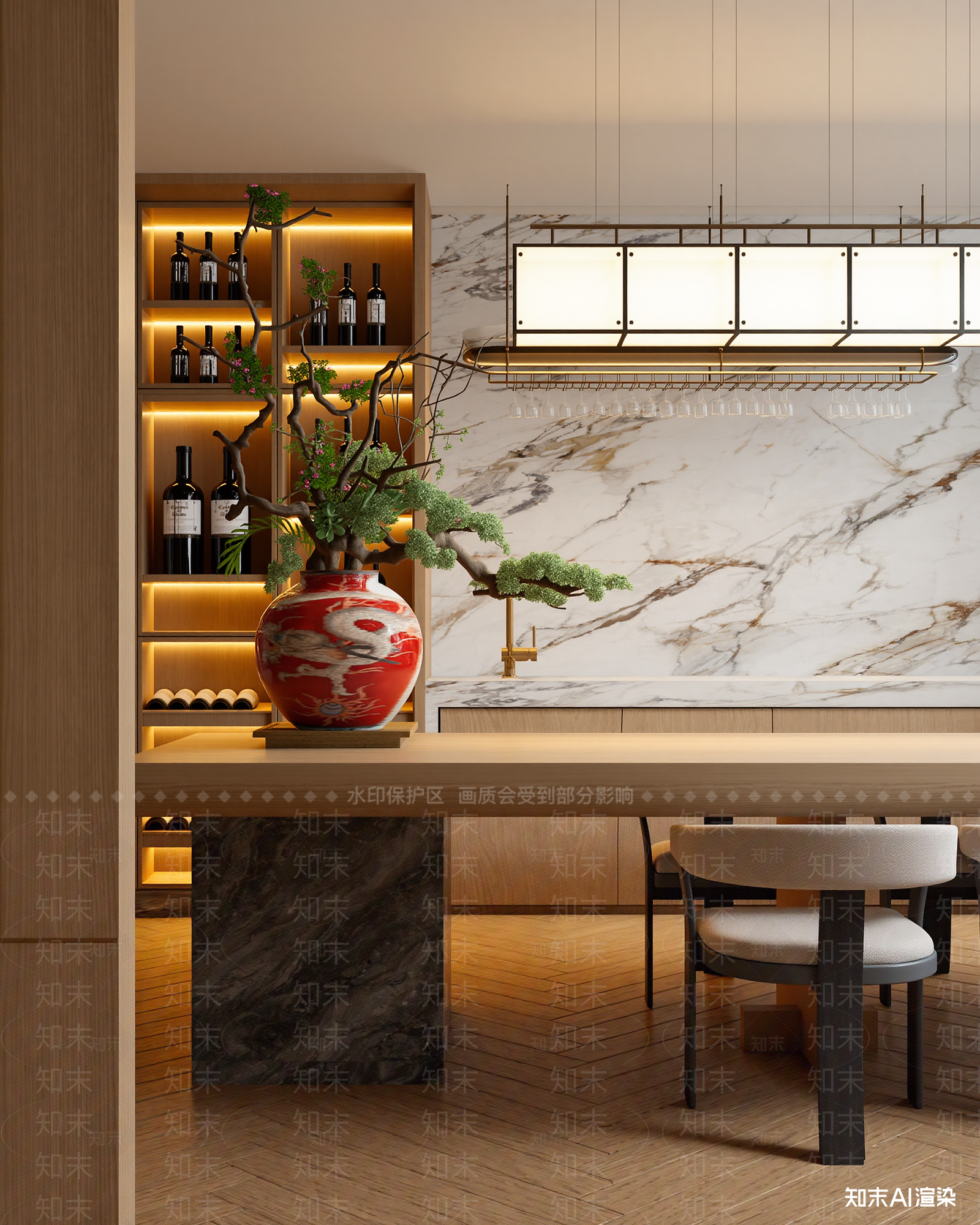 现代酒店餐厅3D模型下载【ID:1221876419】