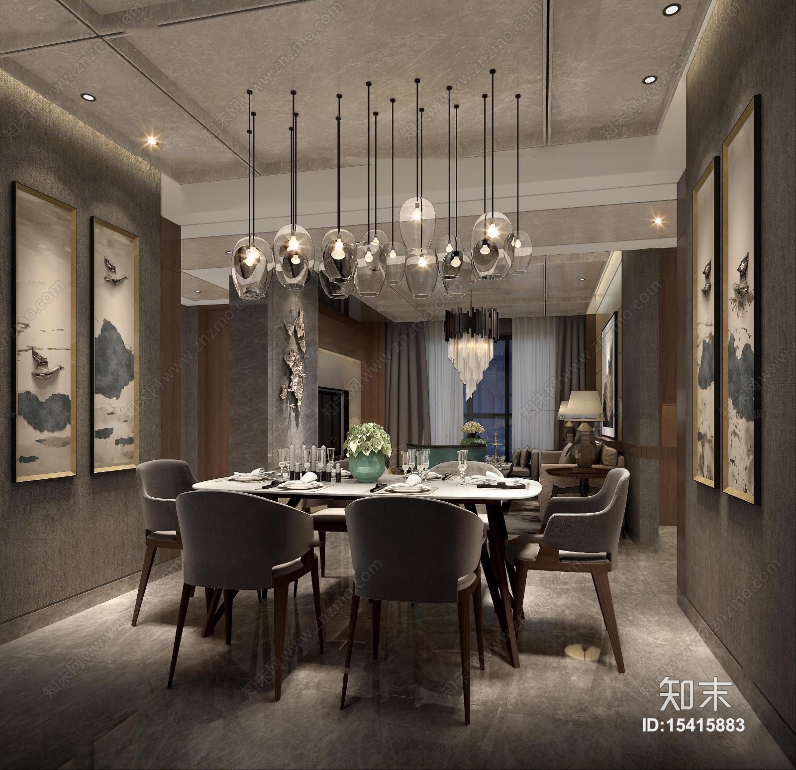 现代餐厅3D模型下载【ID:15415883】