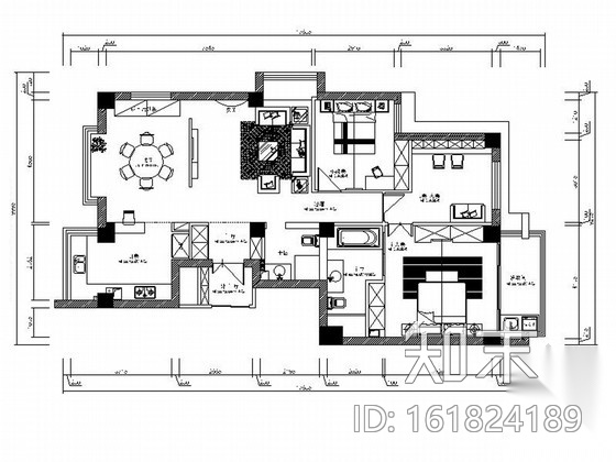 精品现代风格三居室样板间室内装修施工图cad施工图下载【ID:161824189】