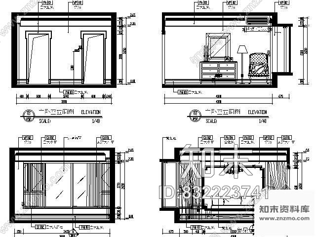 图块/节点样板房主卧室立面图施工图下载【ID:832223741】