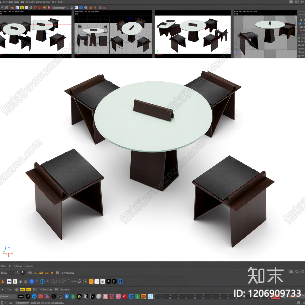 组合桌椅设计3D模型下载【ID:1206909733】