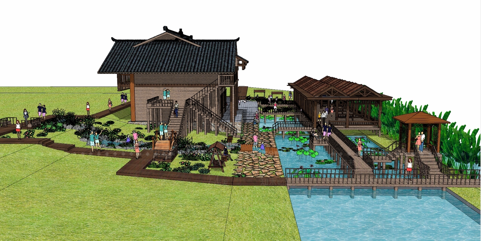 中式乡村农庄文化展示区SU模型下载【ID:168798260】