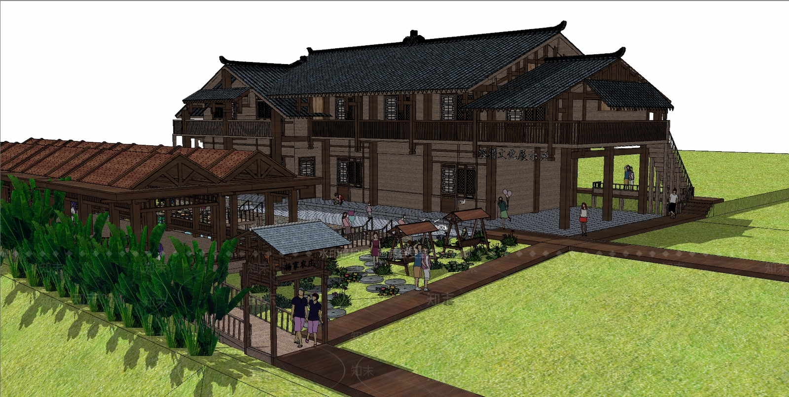 中式乡村农庄文化展示区SU模型下载【ID:168798260】