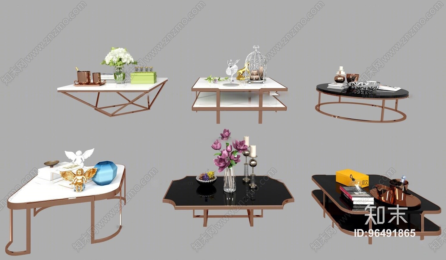 后现代饰品茶几组合3D模型下载【ID:96491865】