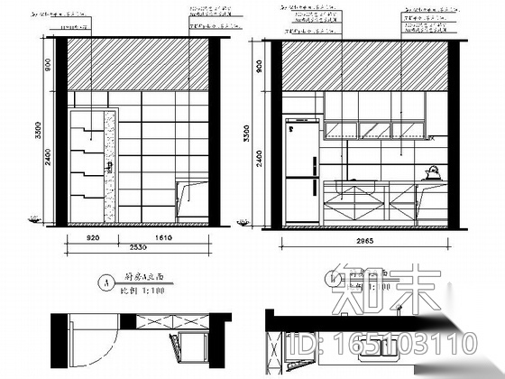 简洁优雅现代风格三居室装修施工图（含效果图）施工图下载【ID:165103110】