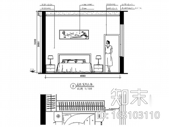 简洁优雅现代风格三居室装修施工图（含效果图）施工图下载【ID:165103110】