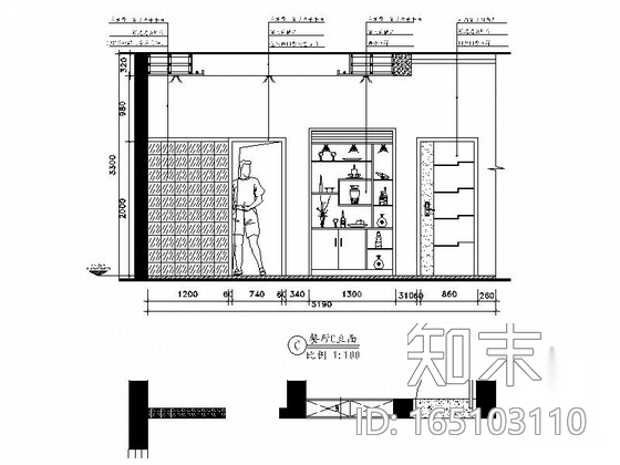 简洁优雅现代风格三居室装修施工图（含效果图）施工图下载【ID:165103110】