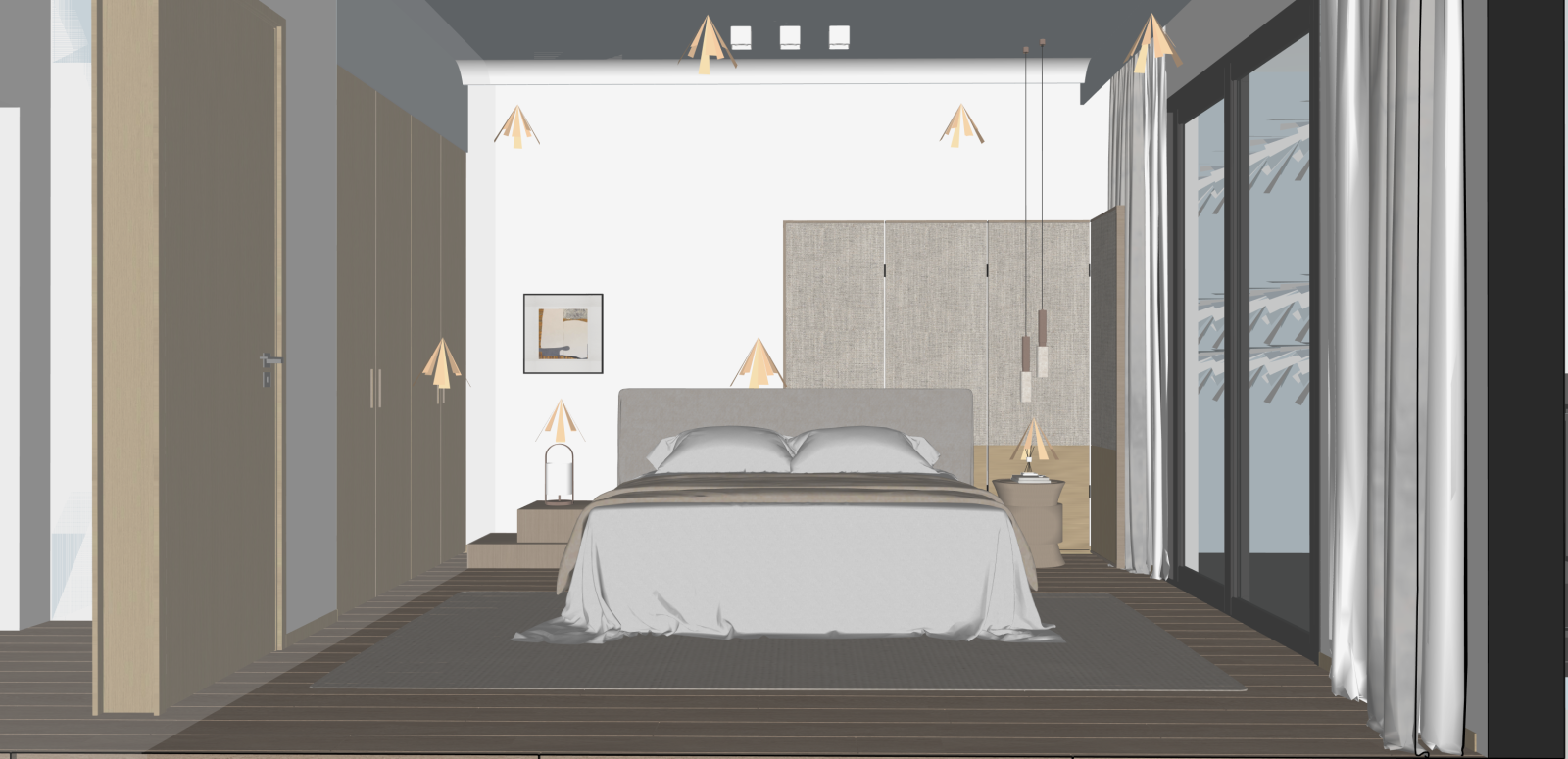 侘寂家居卧室SU模型下载【ID:1215995214】