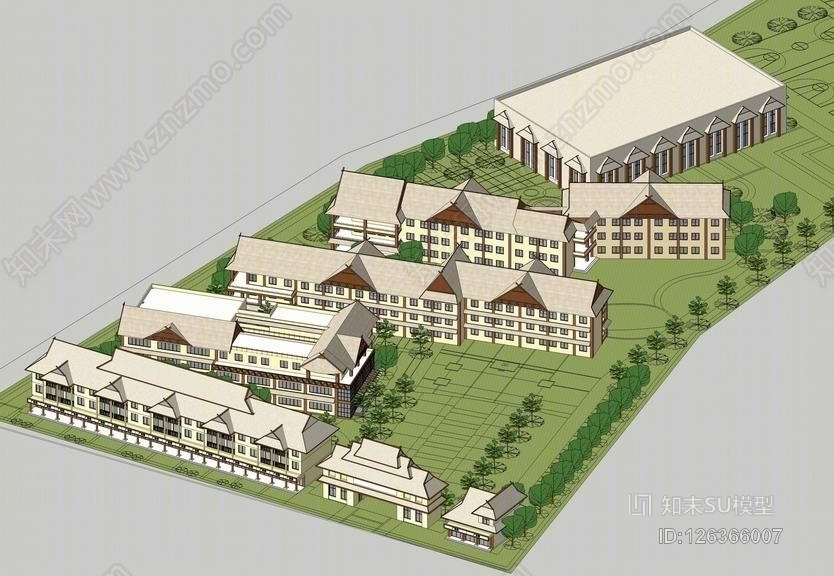 佤邦学校SU模型下载【ID:126366007】