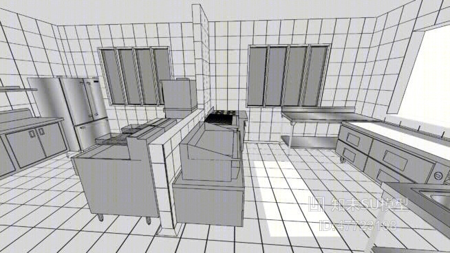 酒店厨房SU模型下载【ID:47723108】