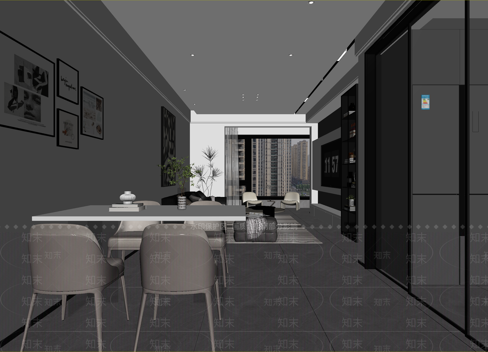 现代客餐厅3D模型下载【ID:1214699512】