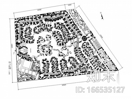 别墅区景观平面施工图cad施工图下载【ID:166535127】