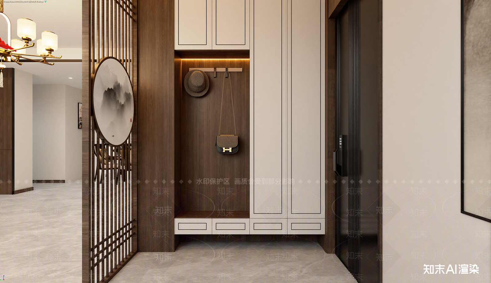 新中式玄关3D模型下载【ID:1221711995】