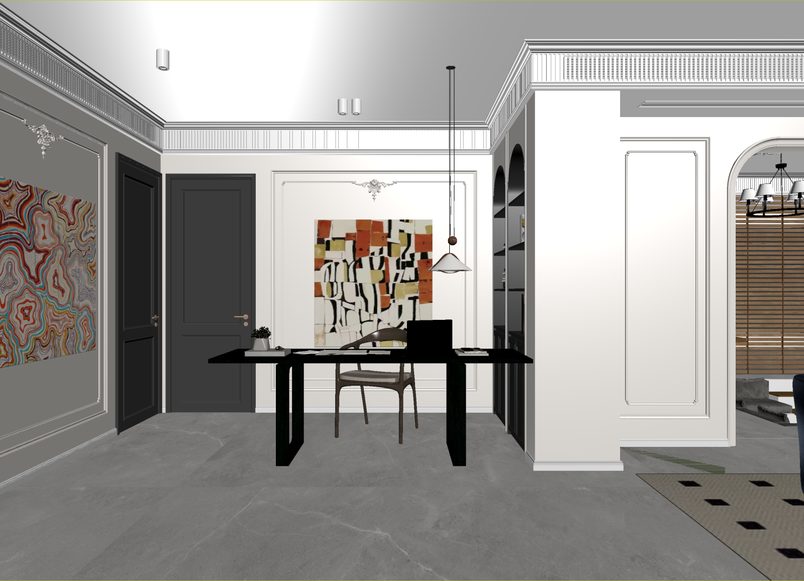 法式书房3D模型下载【ID:1215082623】