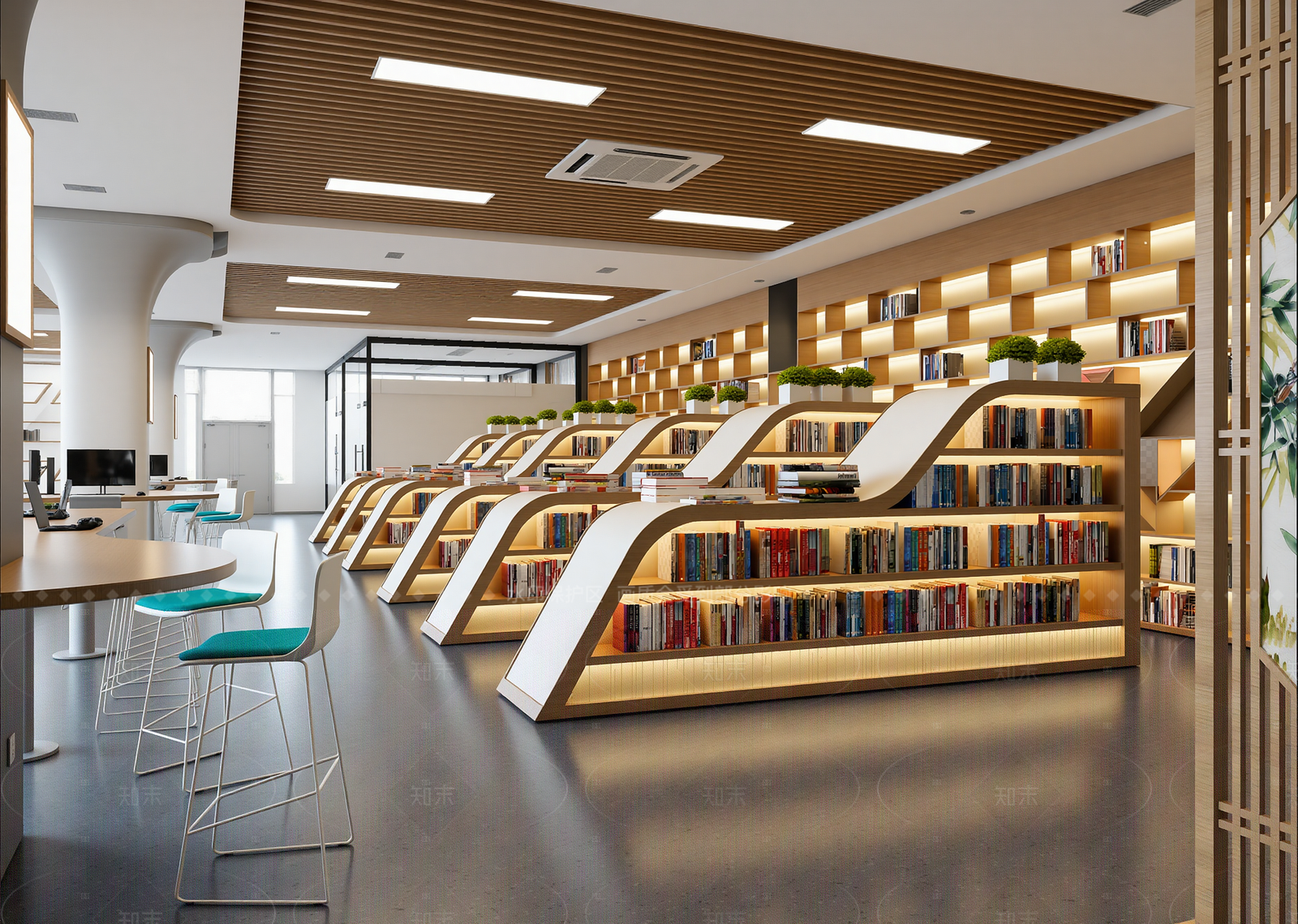 现代图书馆3D模型下载【ID:1214998668】