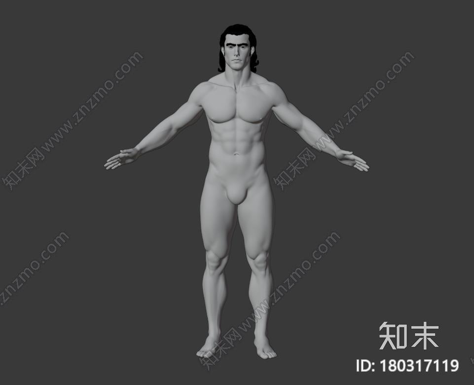 壮硕年轻肌肉男性白模CG模型下载【ID:180317119】