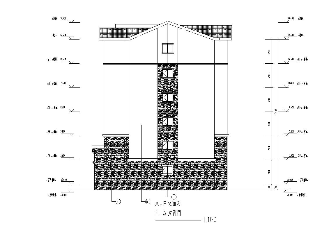 [广东]高层砖混结构石材外墙塔式住宅建筑施工图cad施工图下载【ID:167535186】