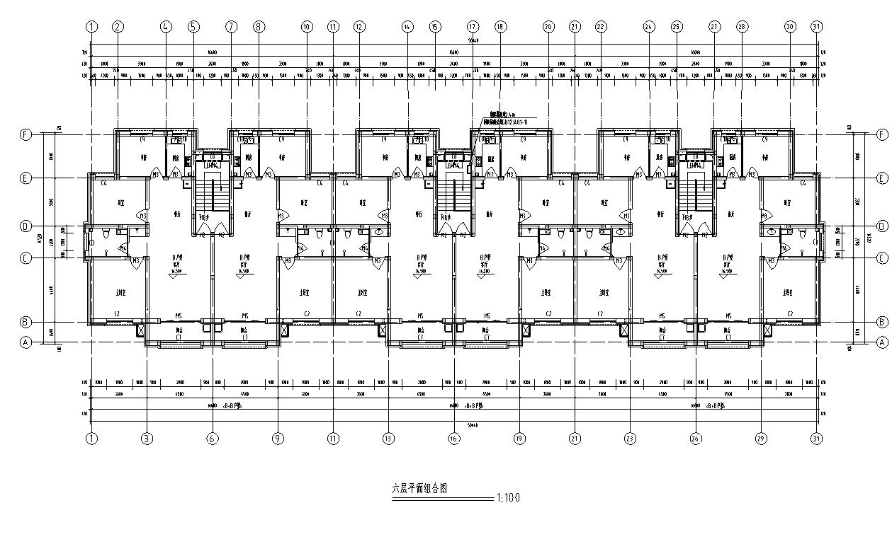 [广东]高层砖混结构石材外墙塔式住宅建筑施工图cad施工图下载【ID:167535186】