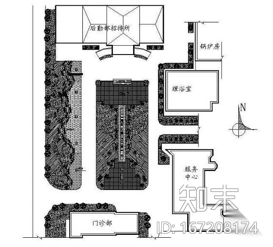 某招待所前地块景观设计图纸cad施工图下载【ID:167208174】